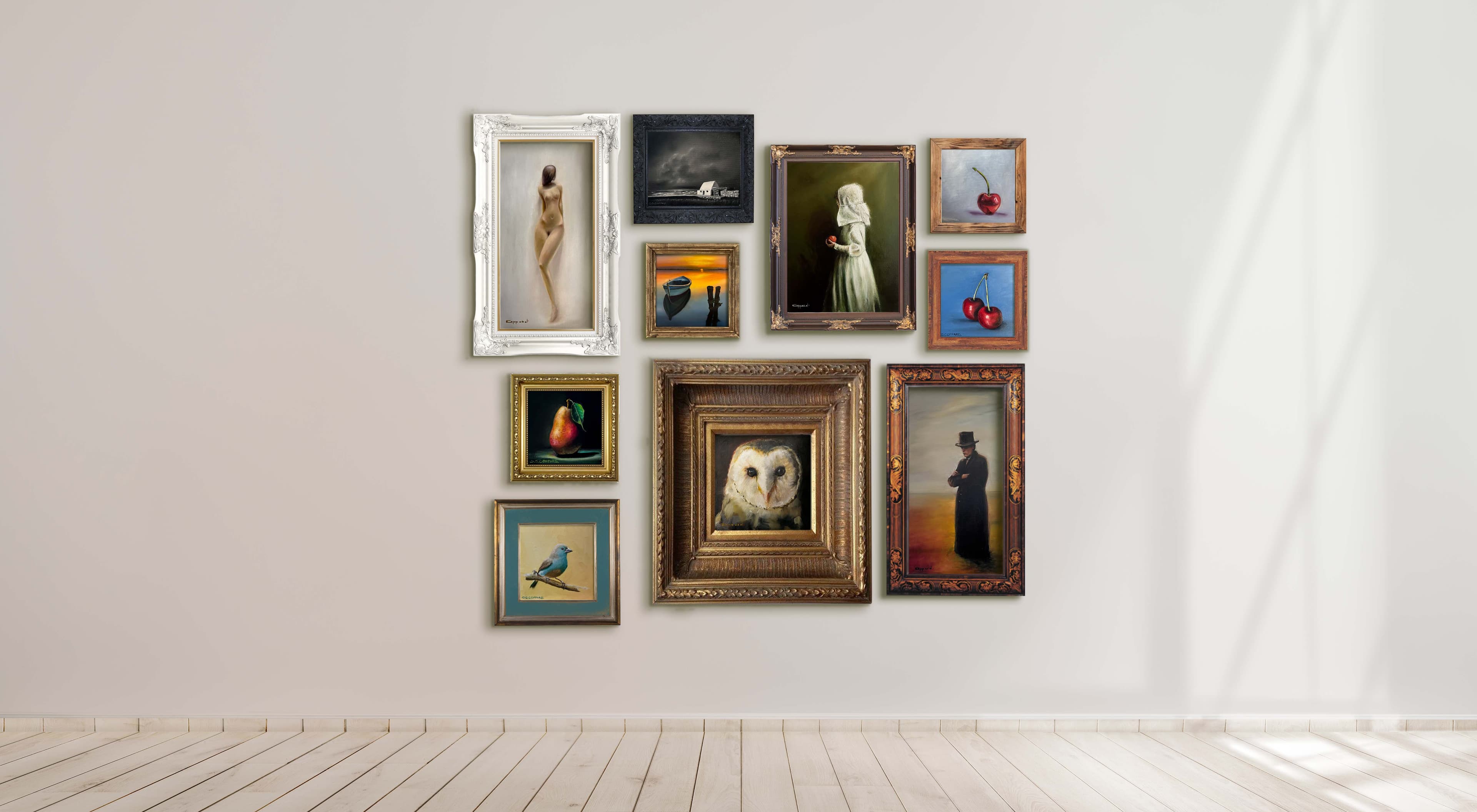 Art Gallery Wall featuring paintings by Dylan Coppard